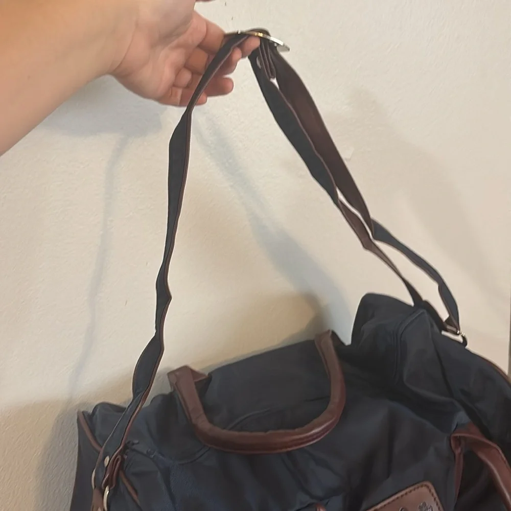 Pierre Cardin 🆕 NWT Weekend Overnight Duffle Bag, Blue and Brown, Stylish!